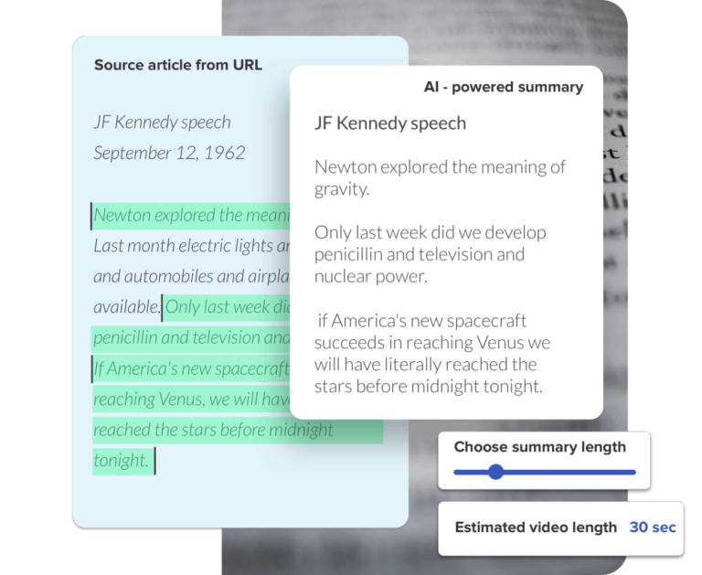 Pictory Ai - View and edit text summary