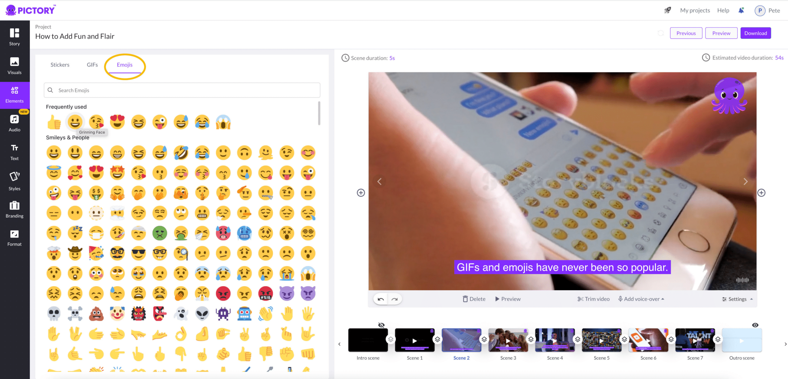 adding emojis to your video