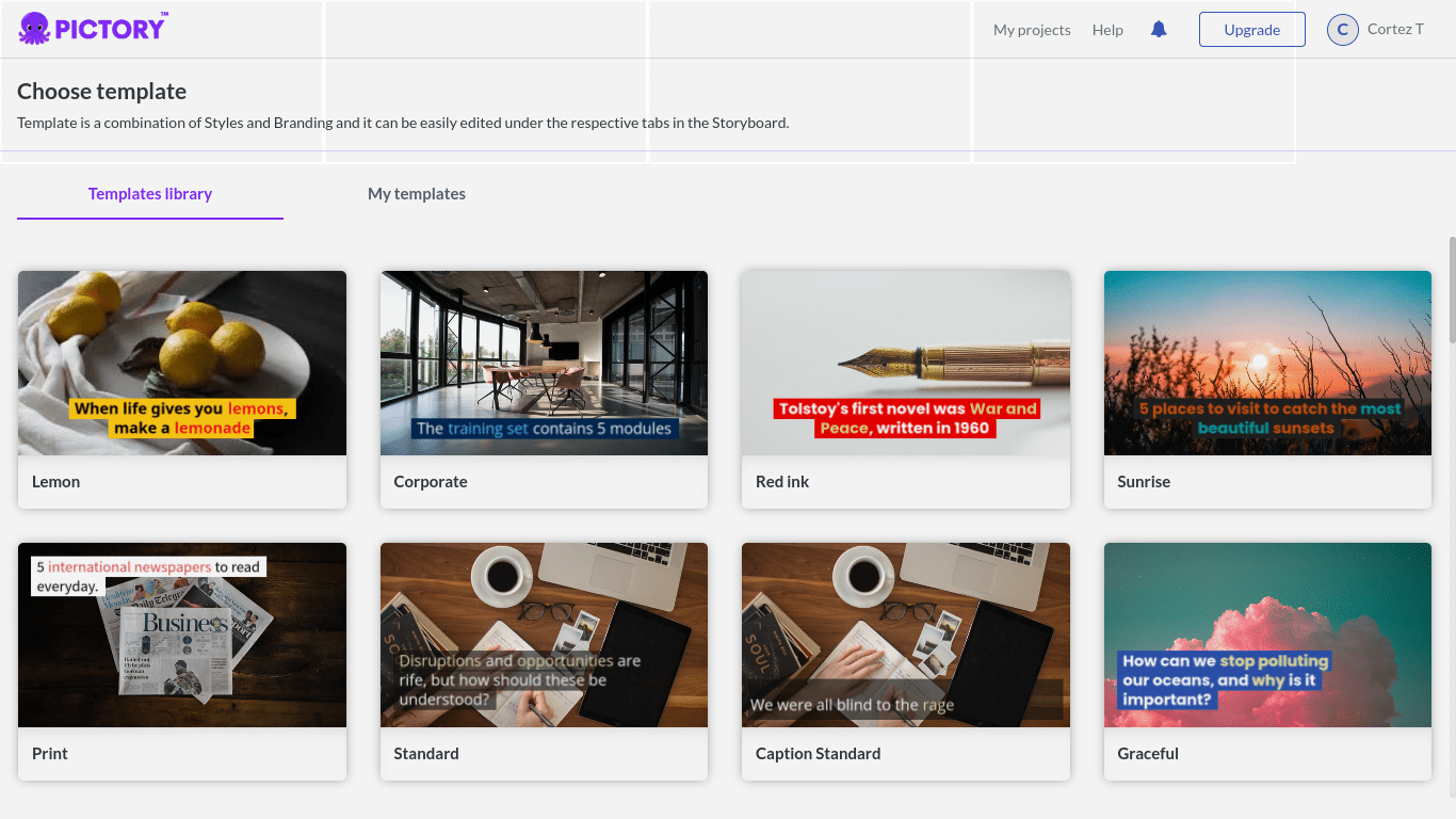 Select AI Video Template