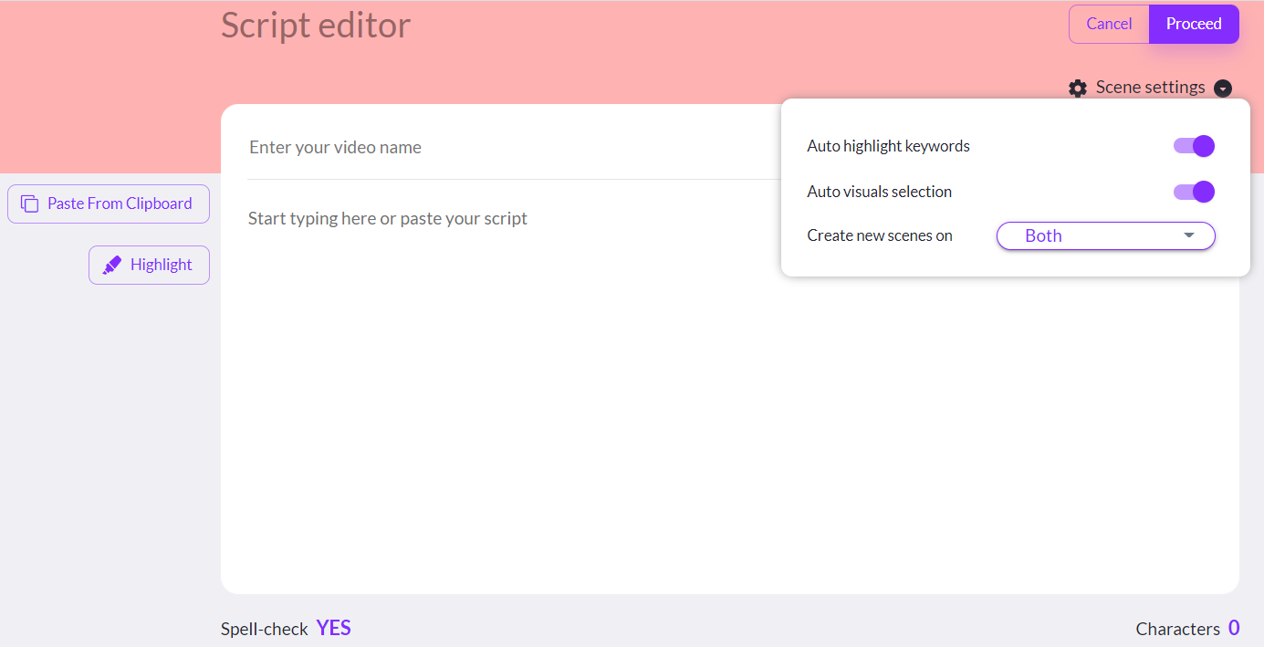 AI Video Scene Settings