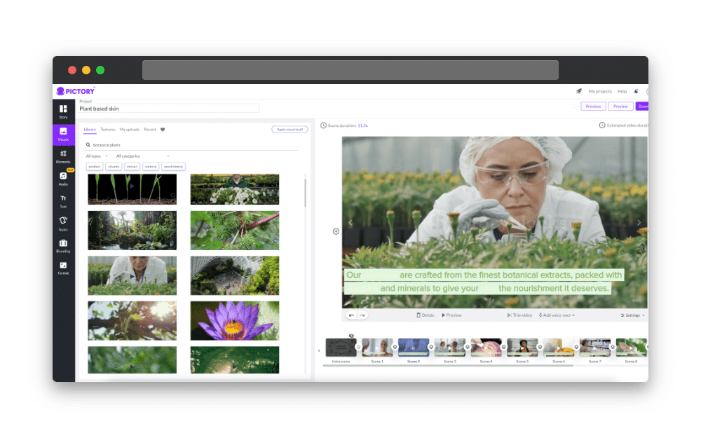 Selecting different visuals in the Visuals tab is easy with our AI powered search