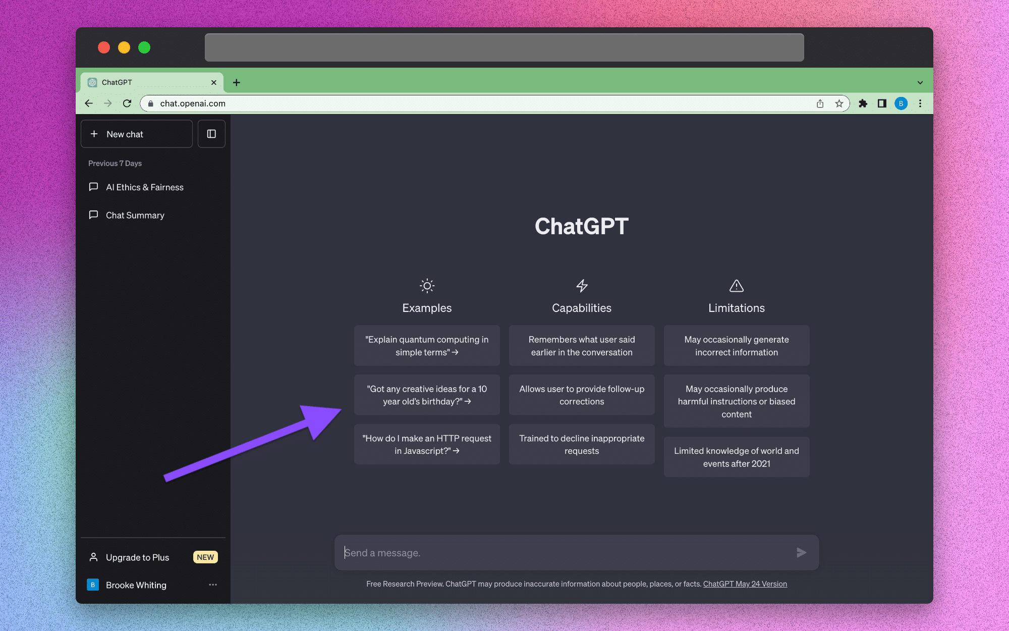 ChatGPT open on desktop