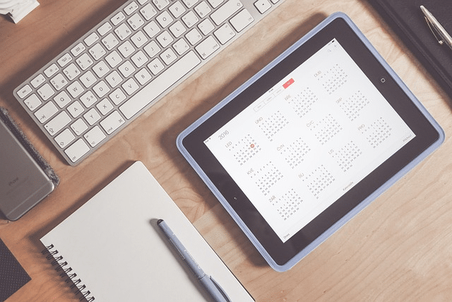 apple, calendar, desk, timeline, timeframe, planning