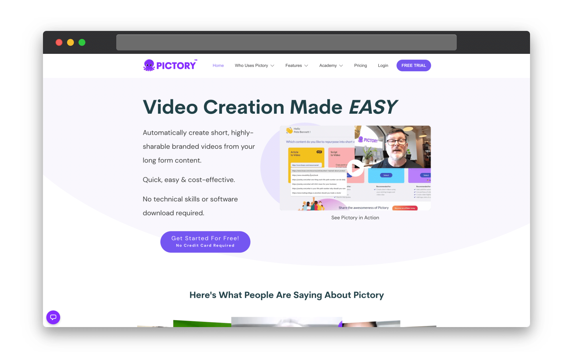 Start by signing in to your Pictory account, available with a free trial, and start a new project using Edit Videos Using Text.