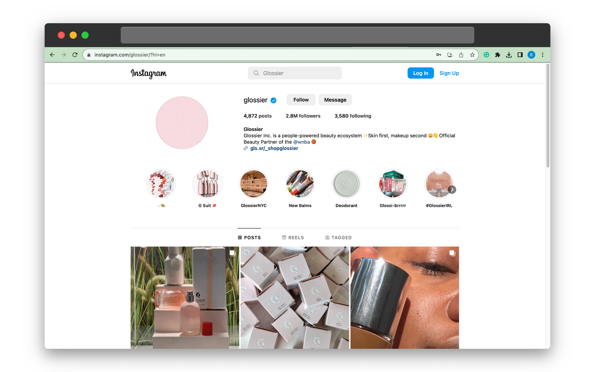 glossier instagram page
