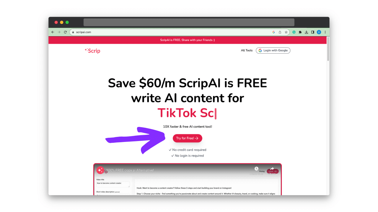 Scrip AI homepage 