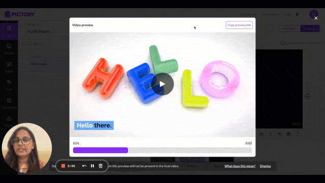 Gif showing the copy preview link in our new features