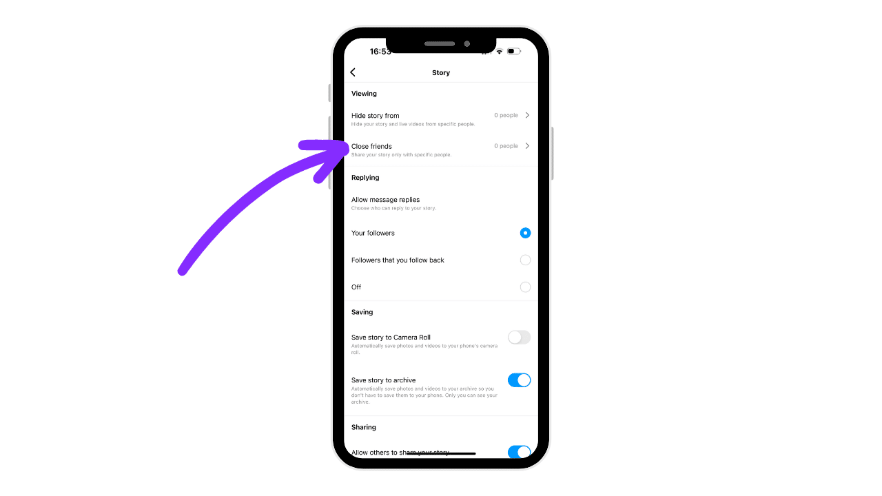 Finally, with an Instagram Story, you also have the option of creating a limited “Close Friends” list of people who you want to see your Story.