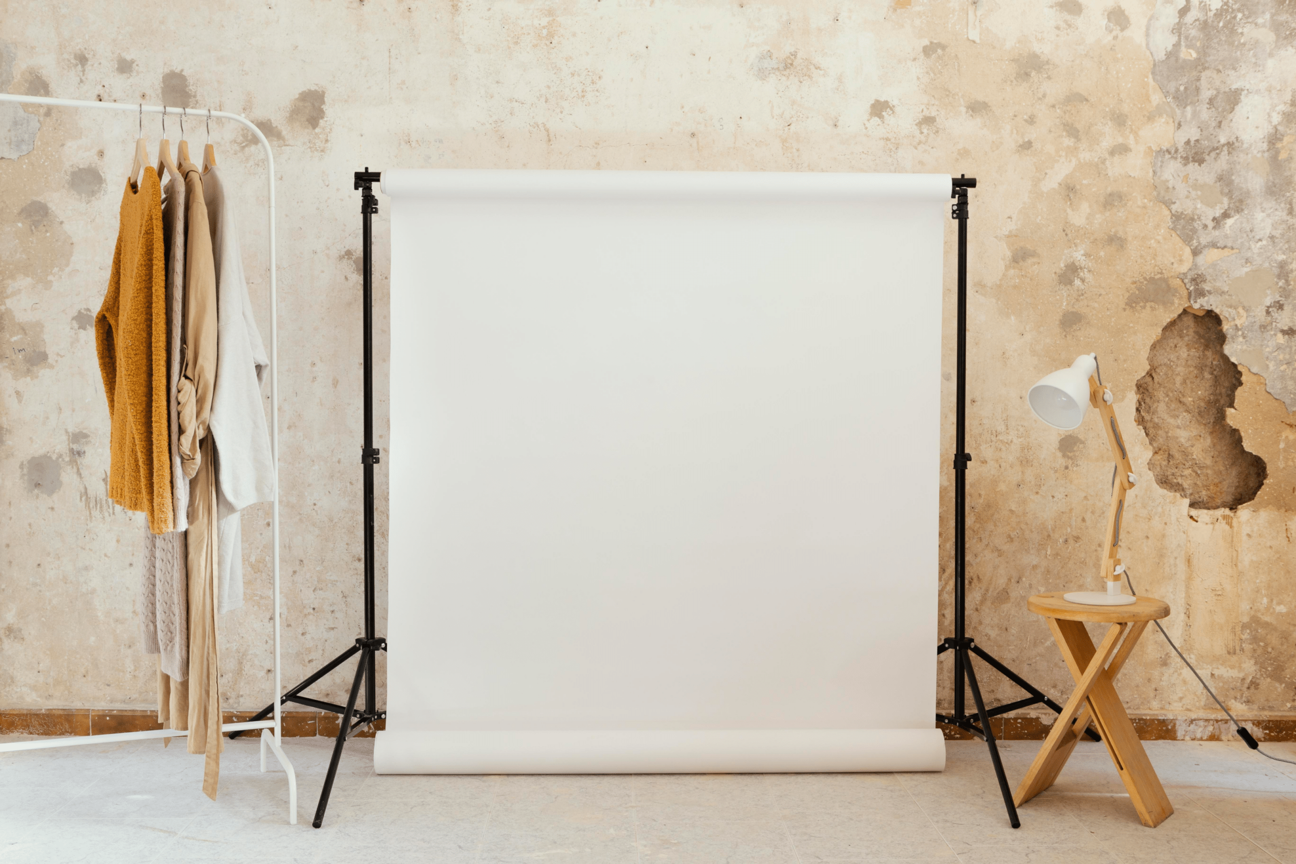 white studio backdrop roll