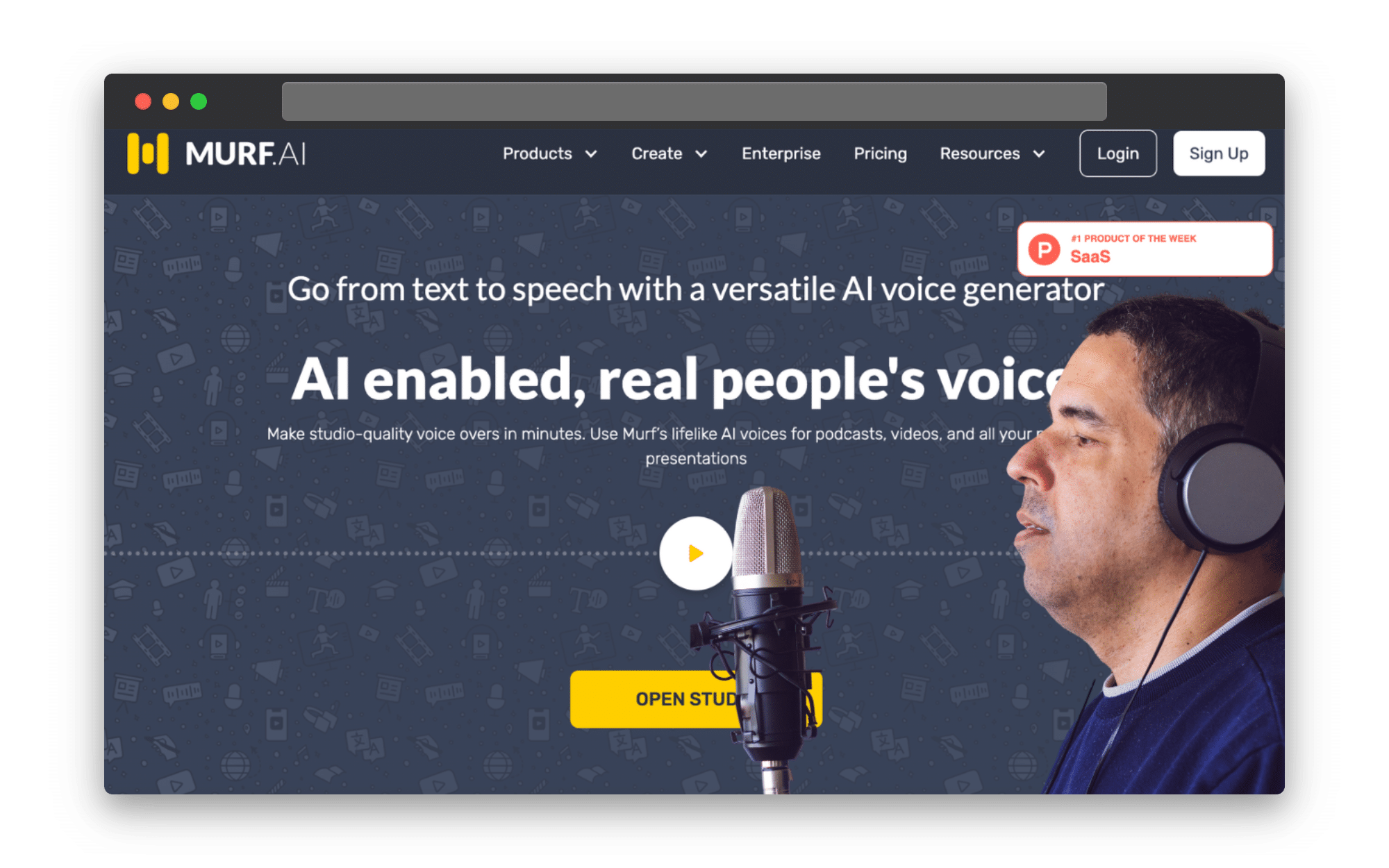 Murf.ai offers customizable pitch, tone, and speed settings ensuring it's users can create lifelike voiceovers.