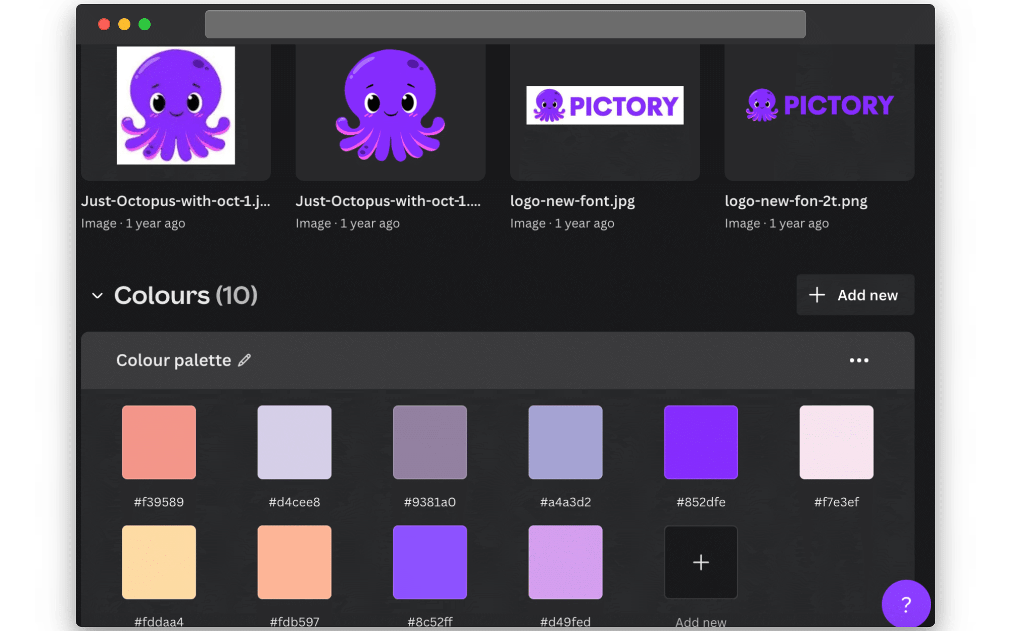 Here's an image showing some of Pictory's brand colours and graphics.