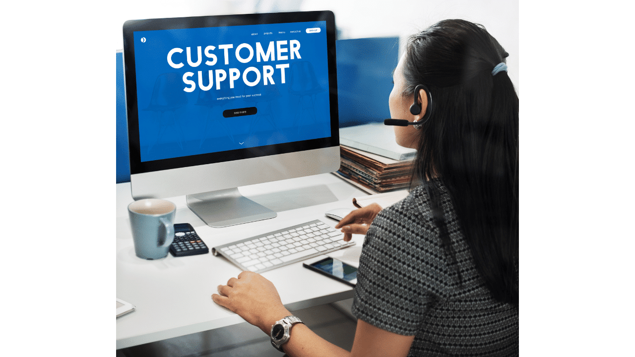 person working through customer support
