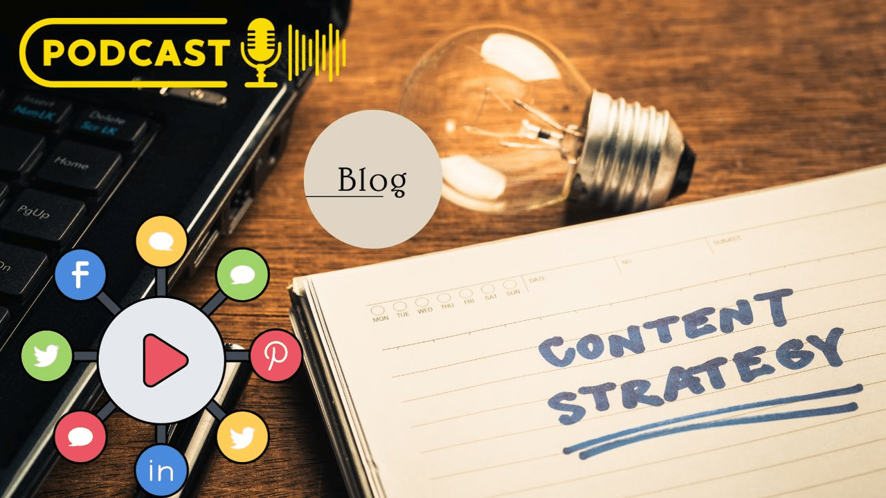 Content marketing strategy planning including blogs, podcasts and social media posts.