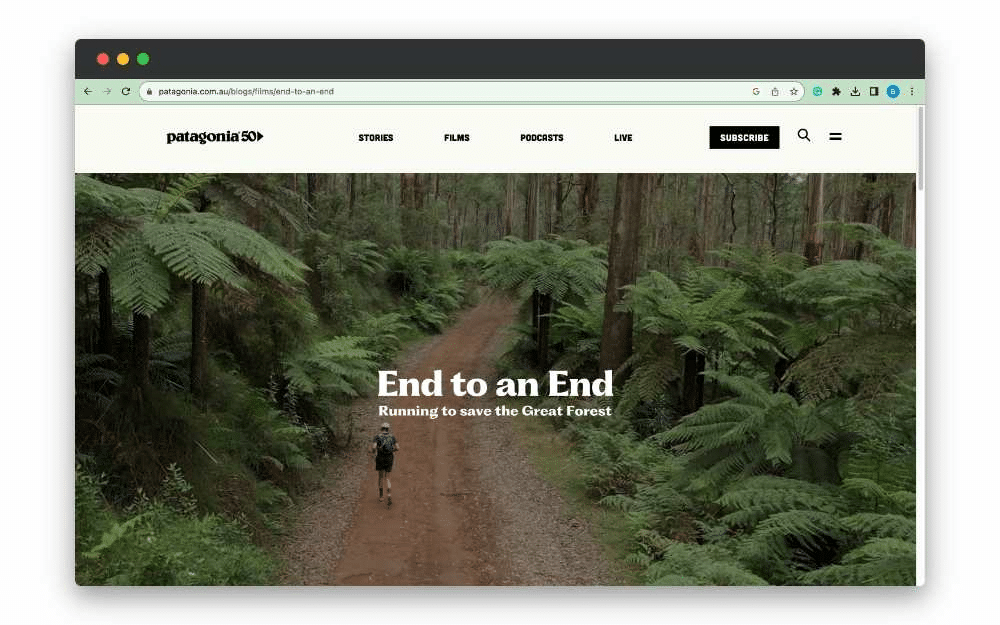 Patagonia’s “End to and End” Video Series website