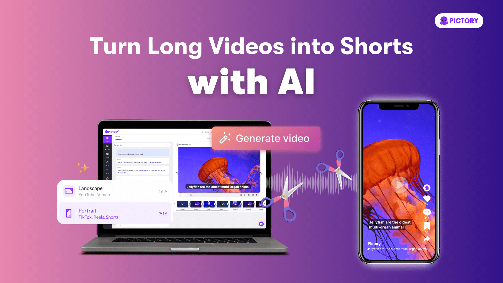 Blog Thumbnail reading 'Turn long videos into shorts with AI'