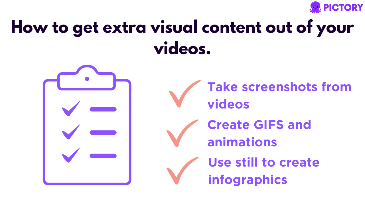 Infographic showing how to get extra visual content out of your videos.