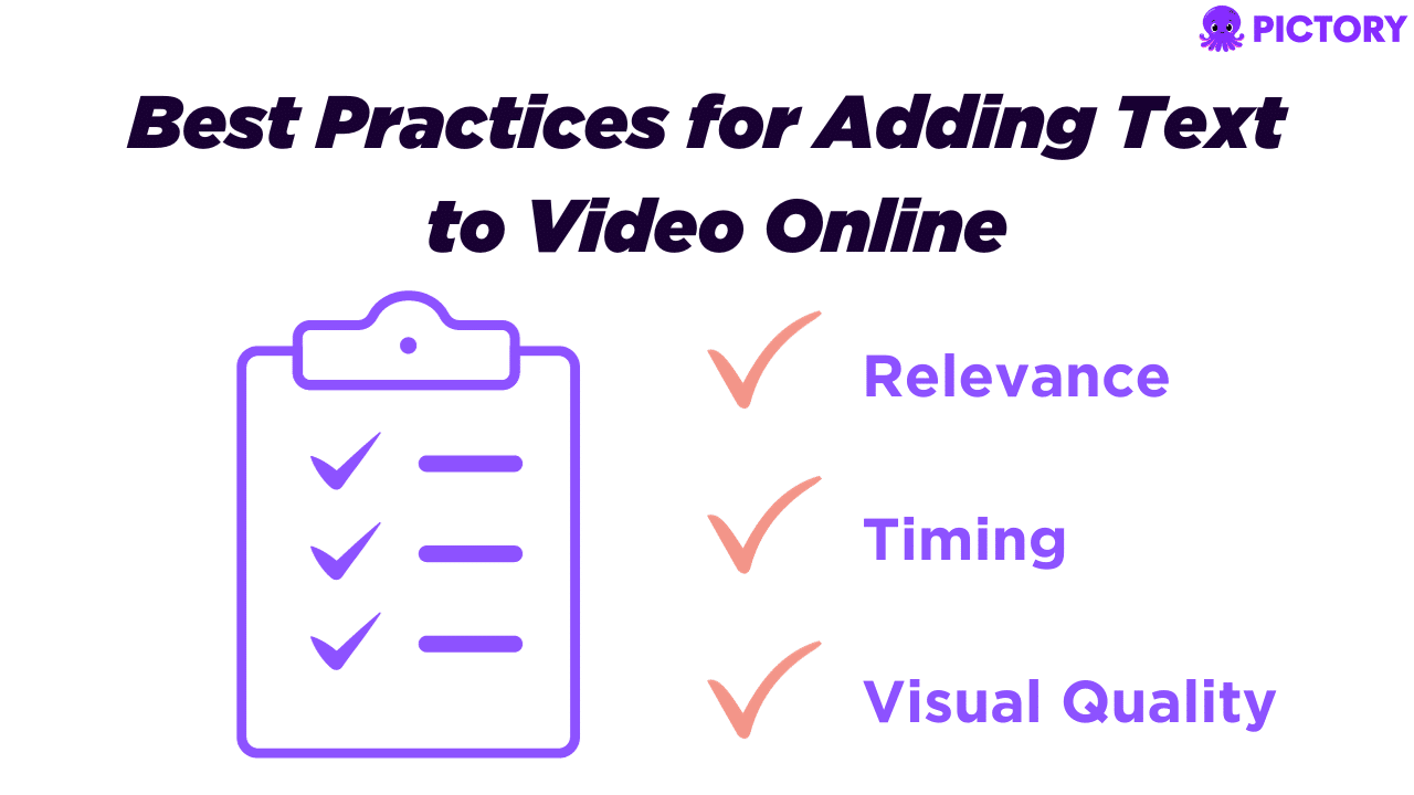 Infographic showing the best practices for adding text to video online.