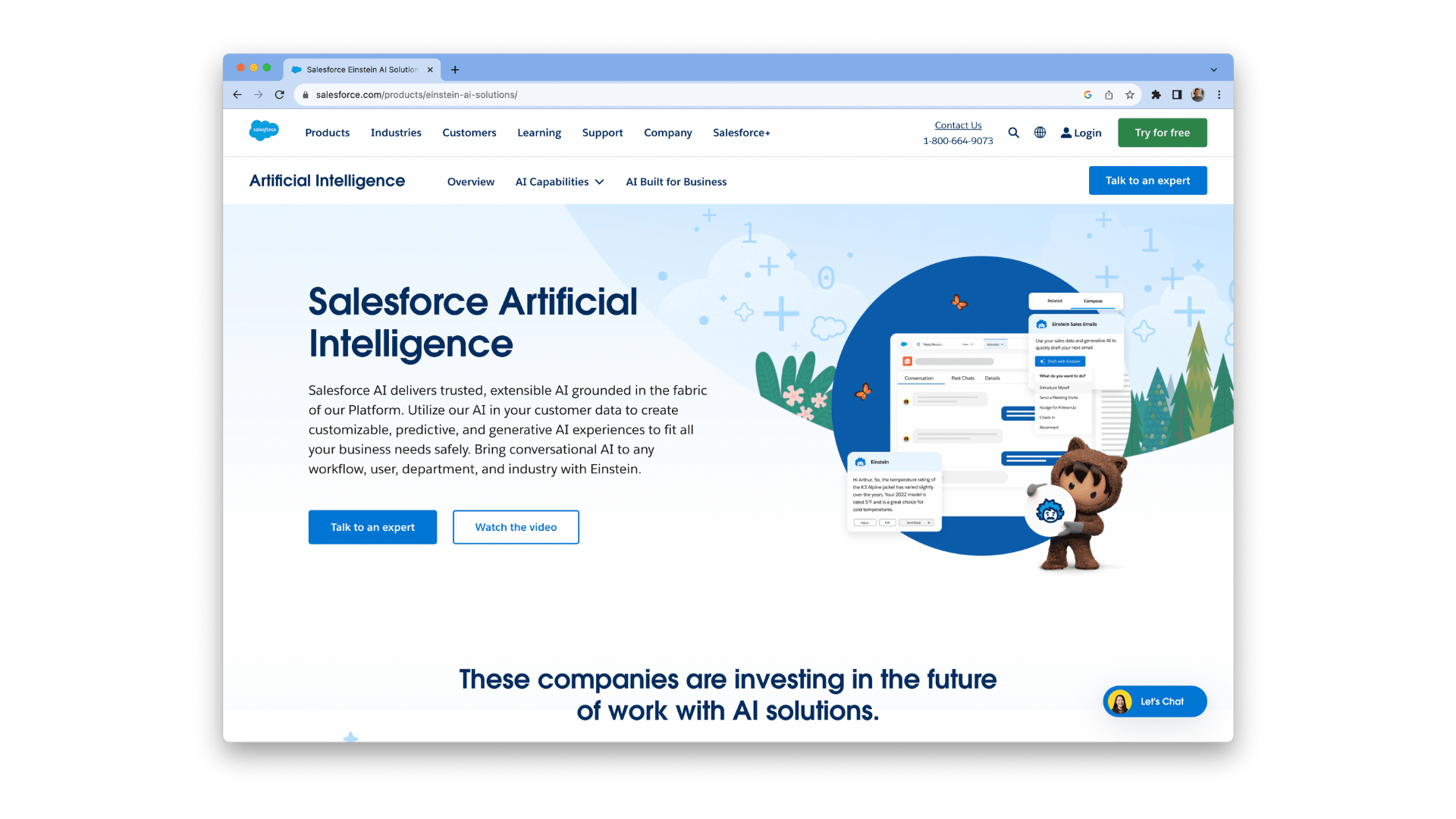 Salesforce Einstein, AI, homepage, website, studies individual purchase histories and patterns to serve up relevant upsell offers