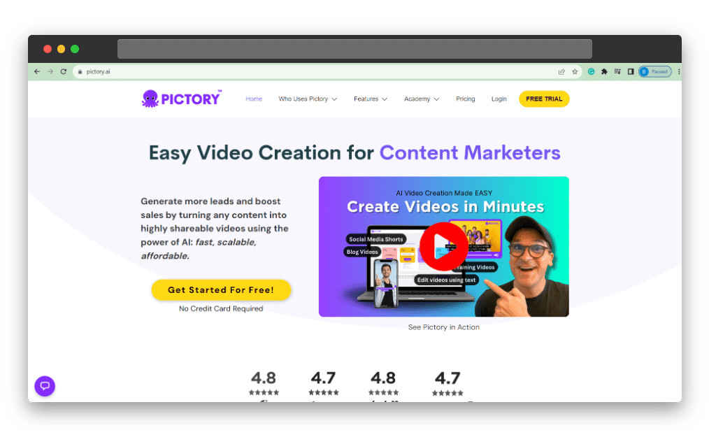 Sign up for a free trial of Pictory today