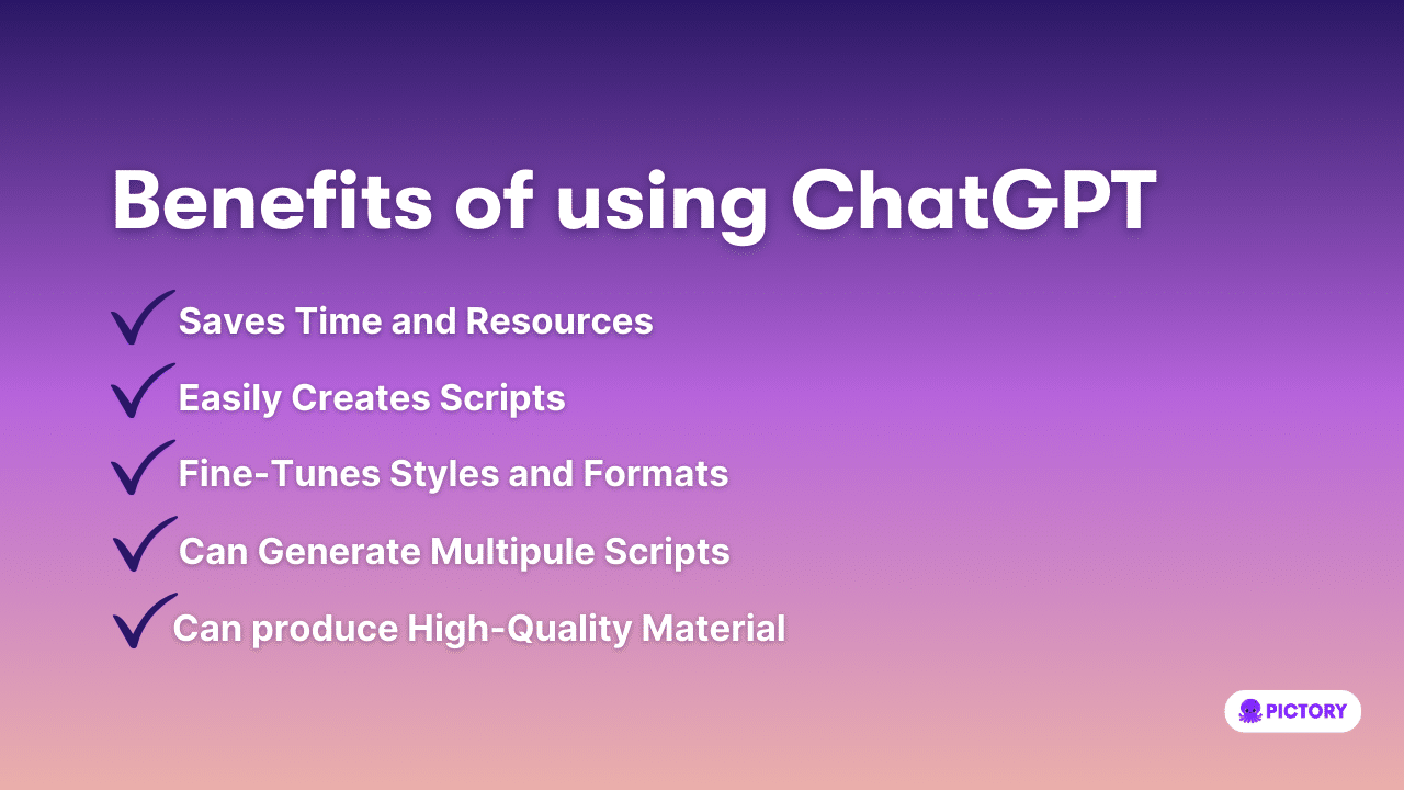 Infographic showing the benefits of using ChatGPT