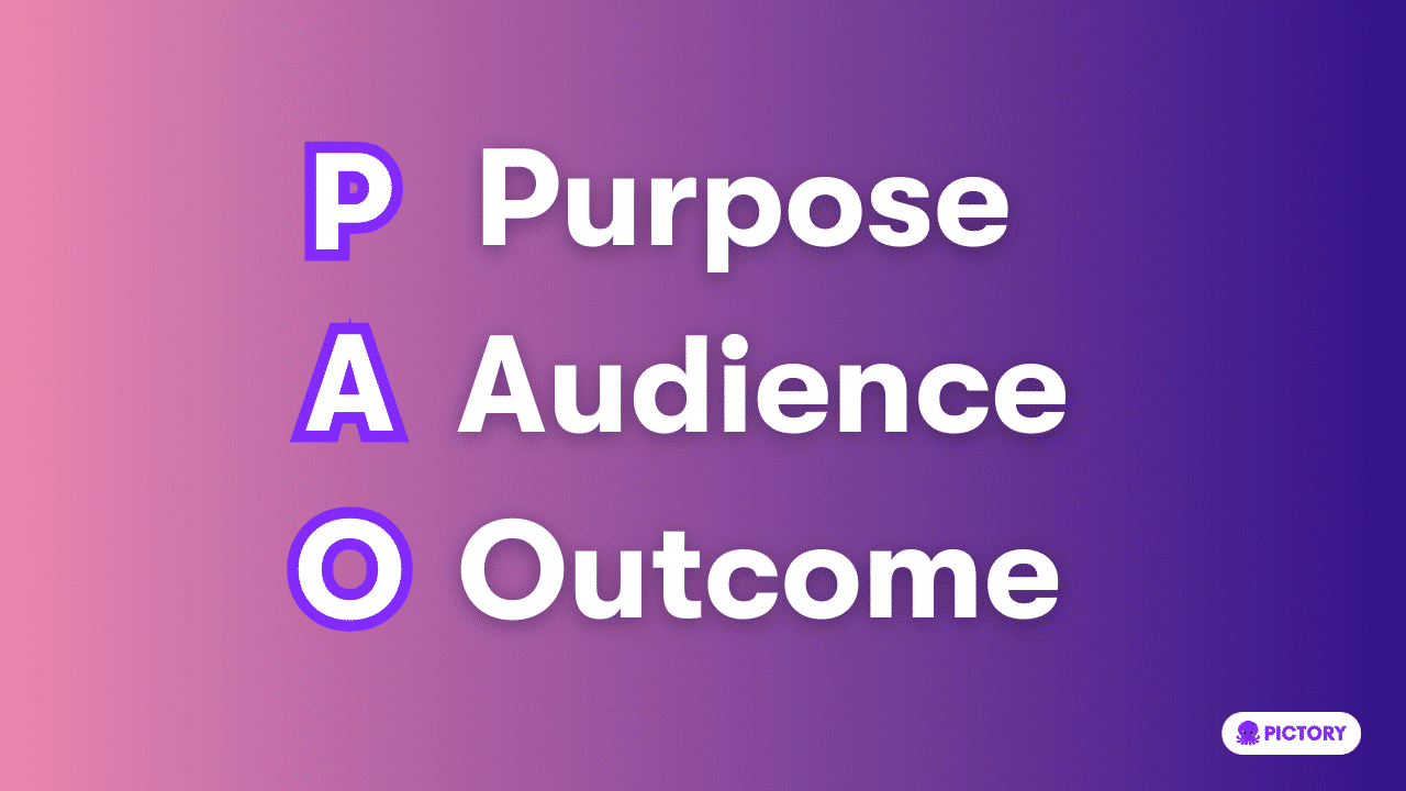 PAO principle - purpose, audience, outcome