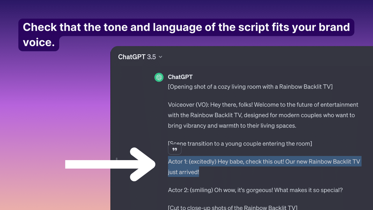 Screenshot from ChatGPT highlighting an error in the script.