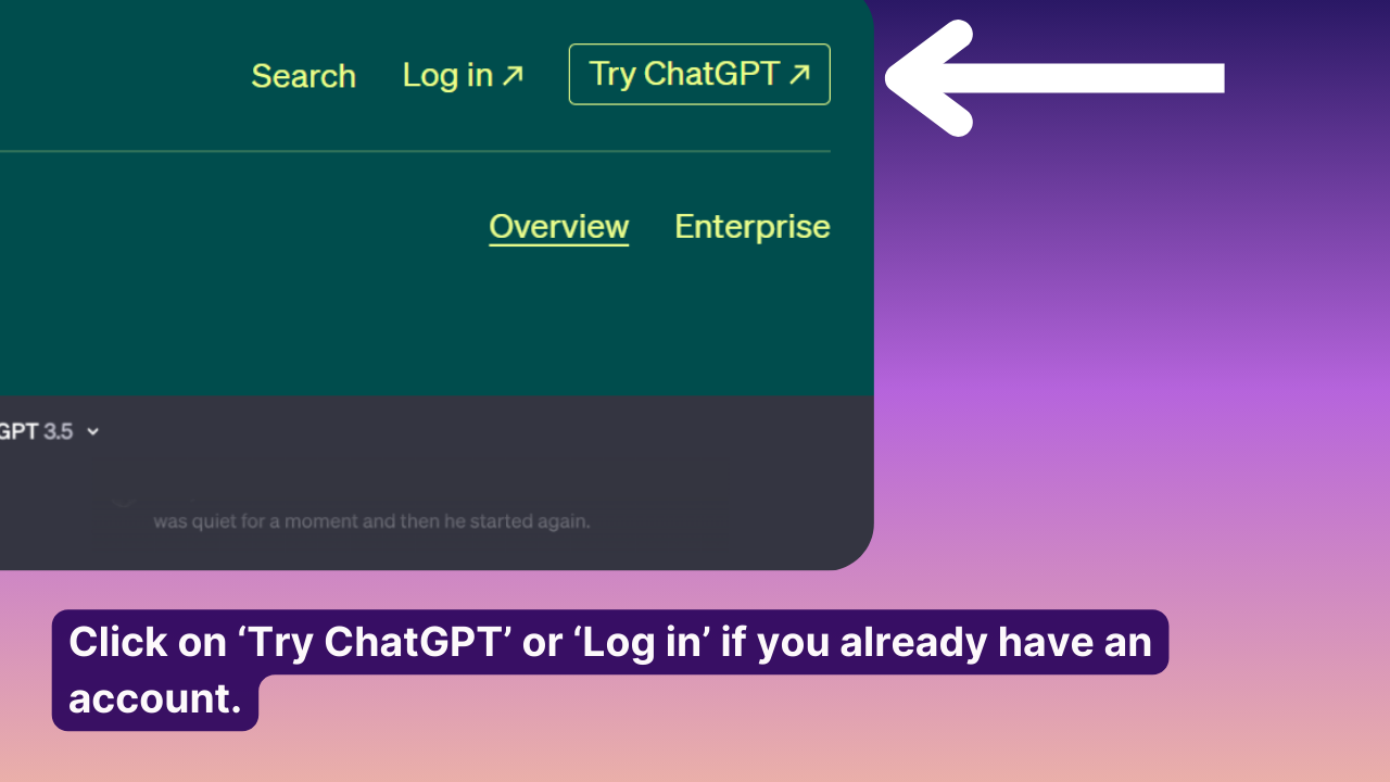 Screenshot showing how to sign up for ChatGPT.