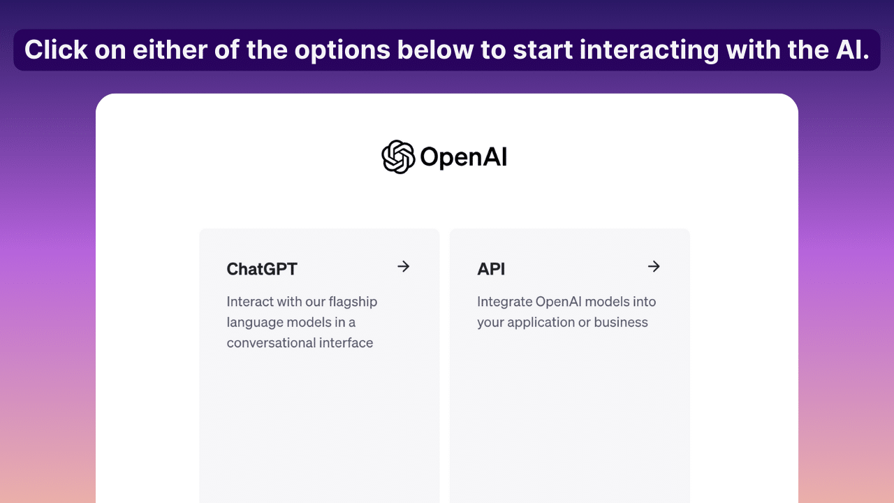 Screenshot showing the ChatGPT and API option