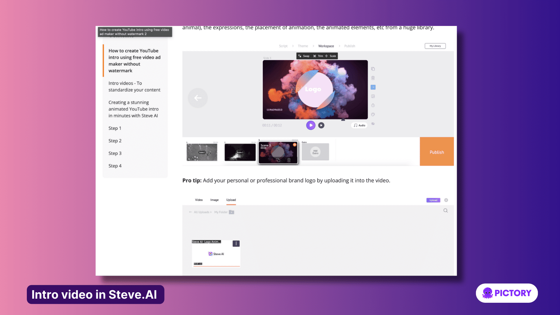 Intro videos in Steve.AI