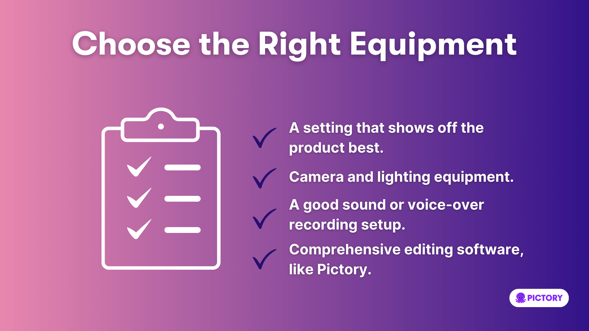 checklist of equipment listed below 