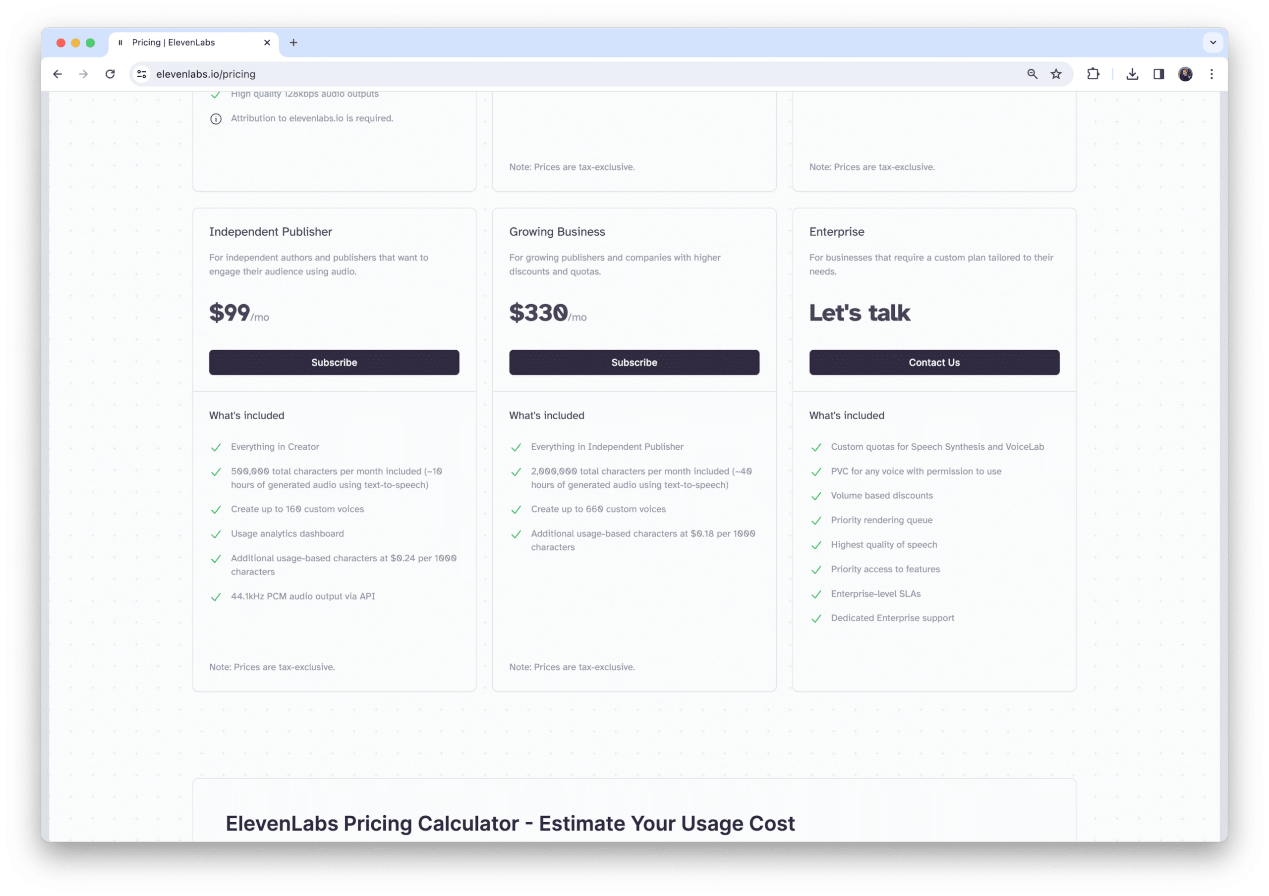 Eleven Labs API pricing and plans