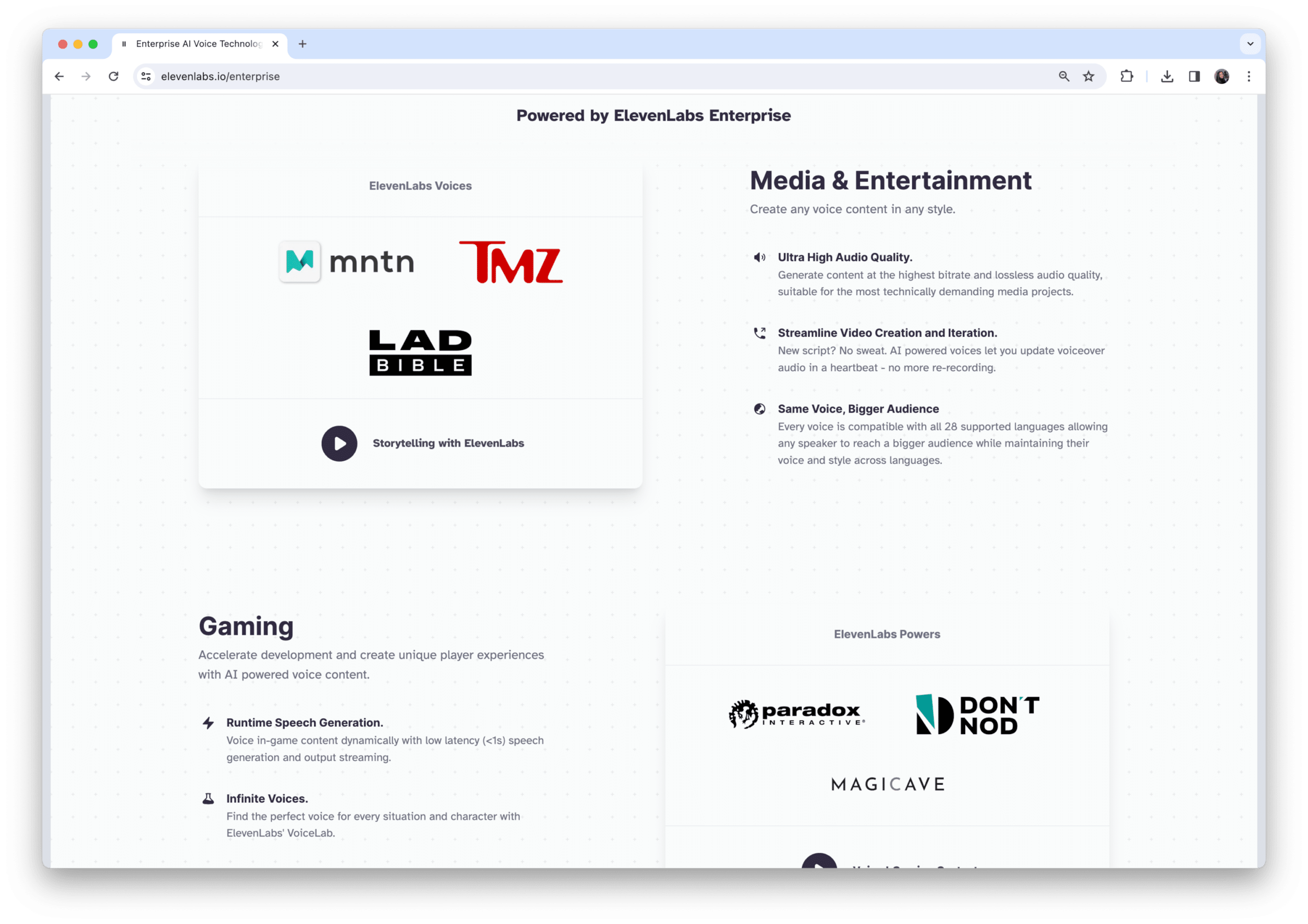 Eleven Labs, media and entertainment, videos