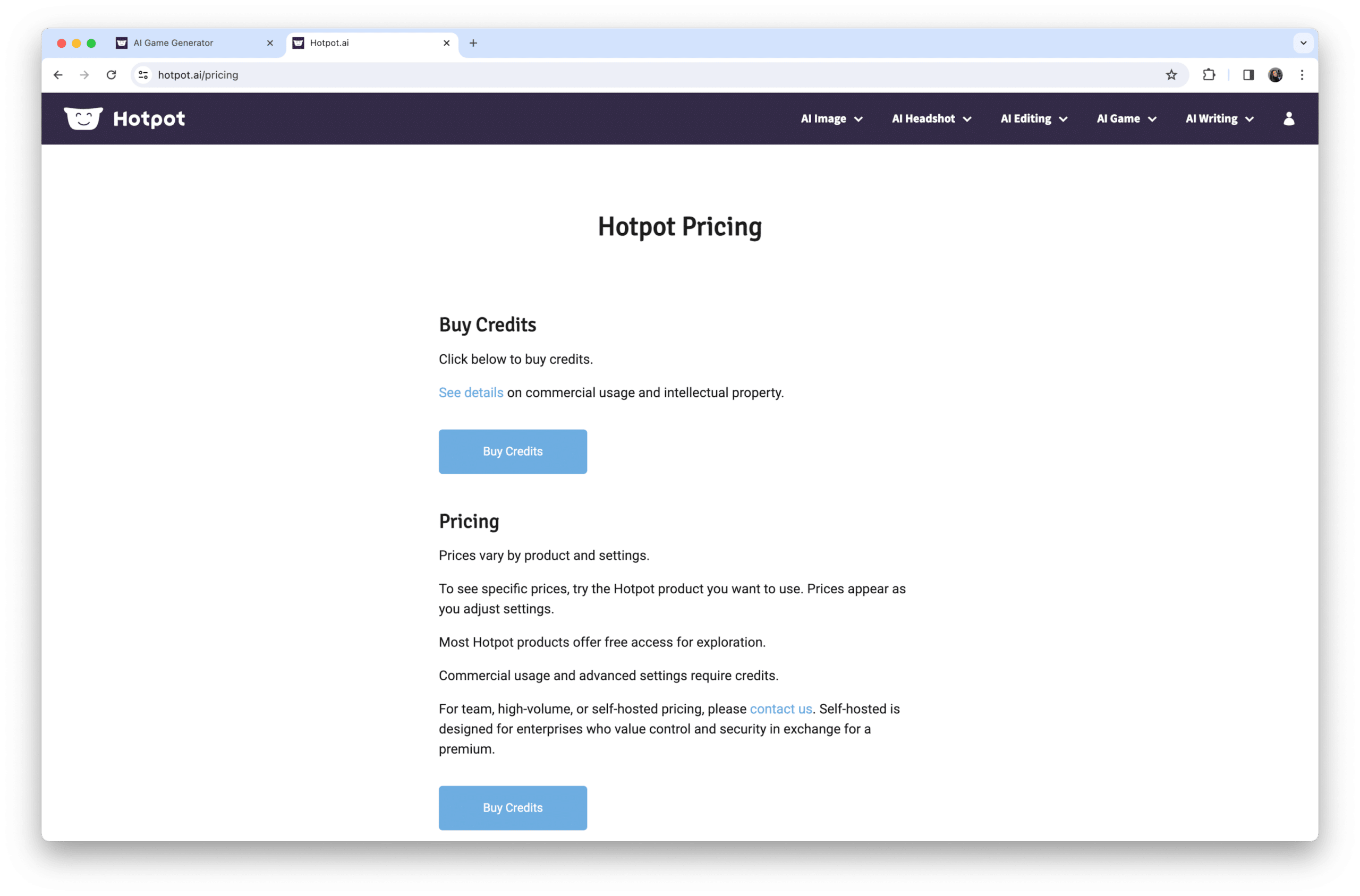 Hotpot AI pricing