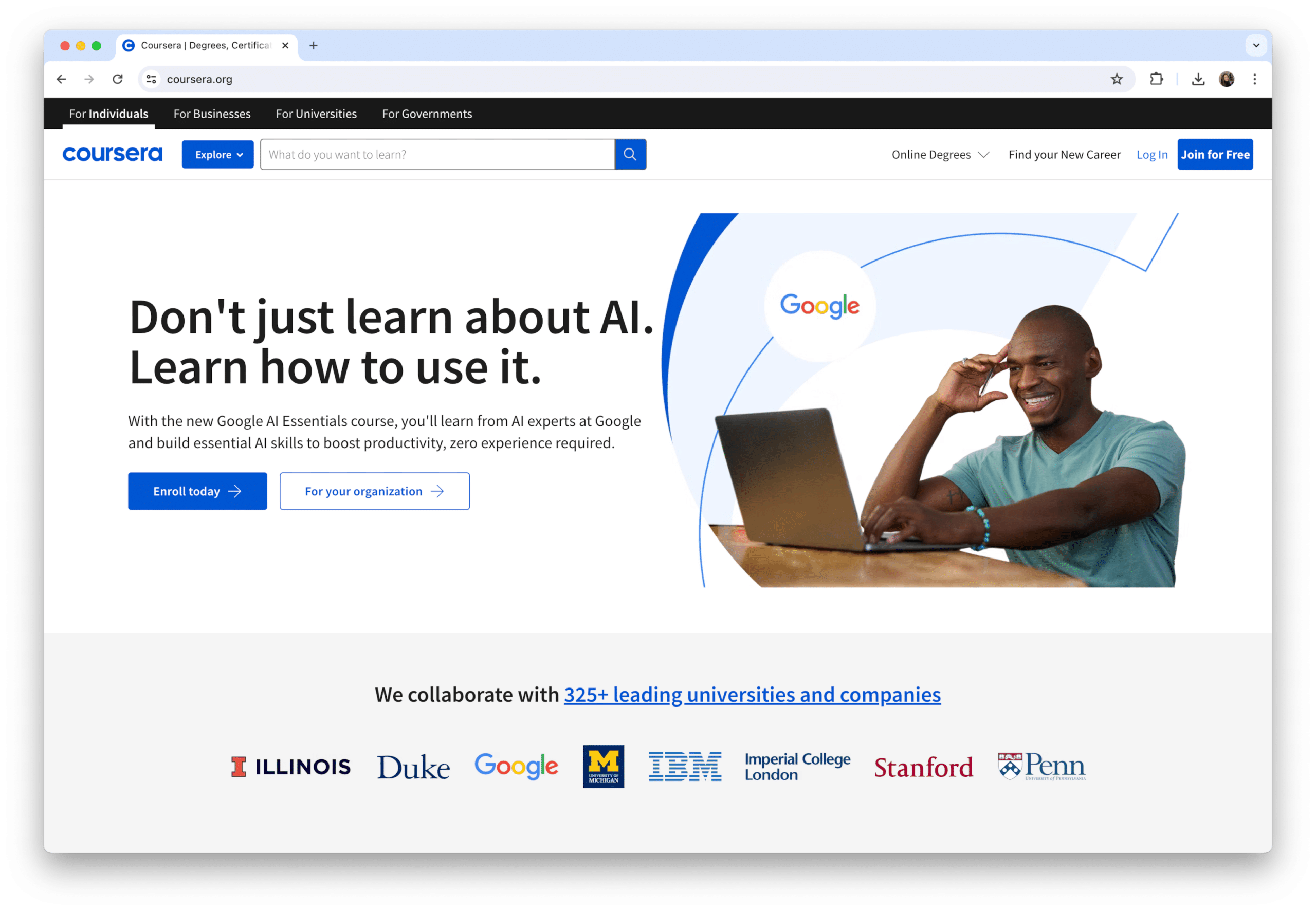 Homepage, Coursera