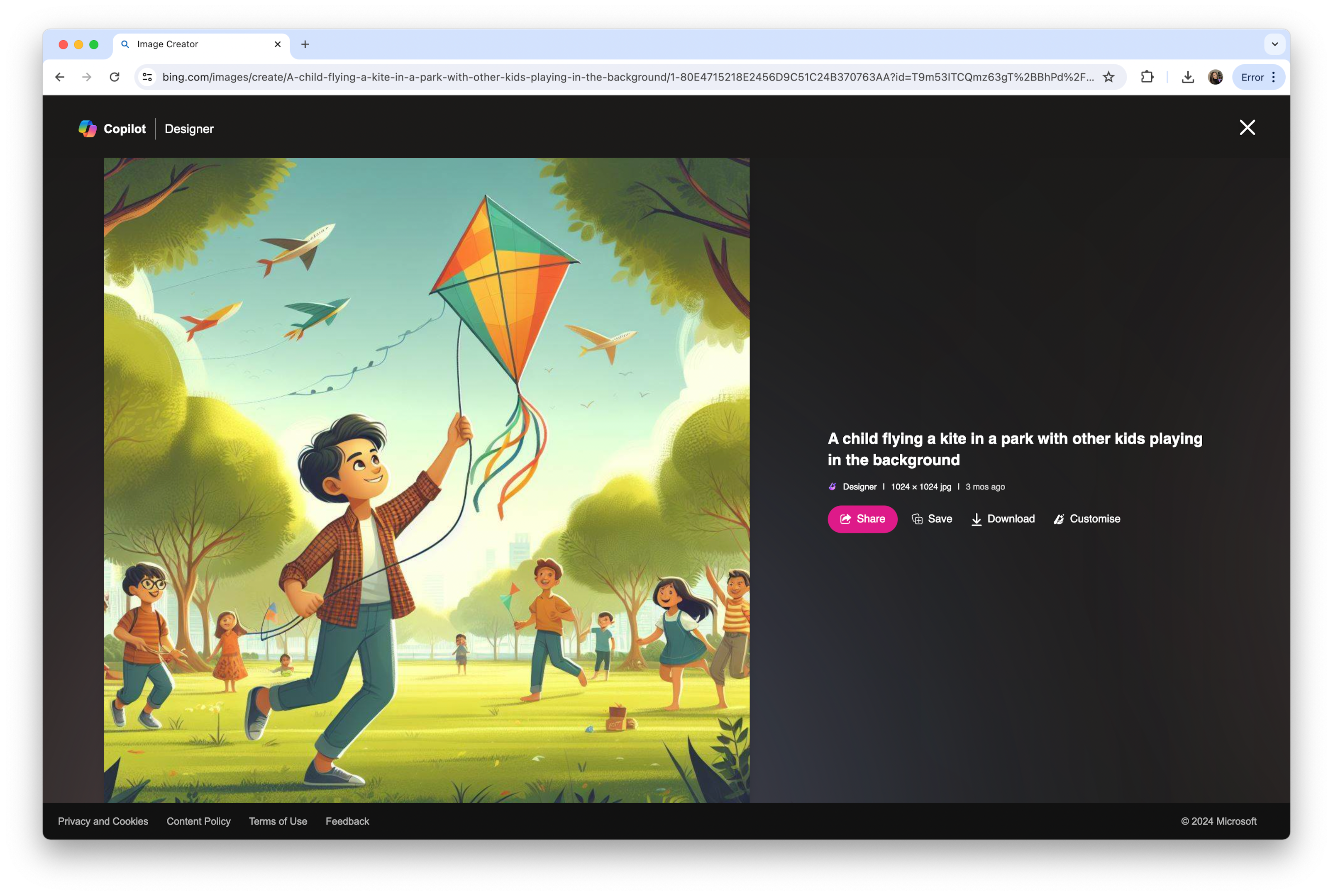 ai image of a boy flying a kite