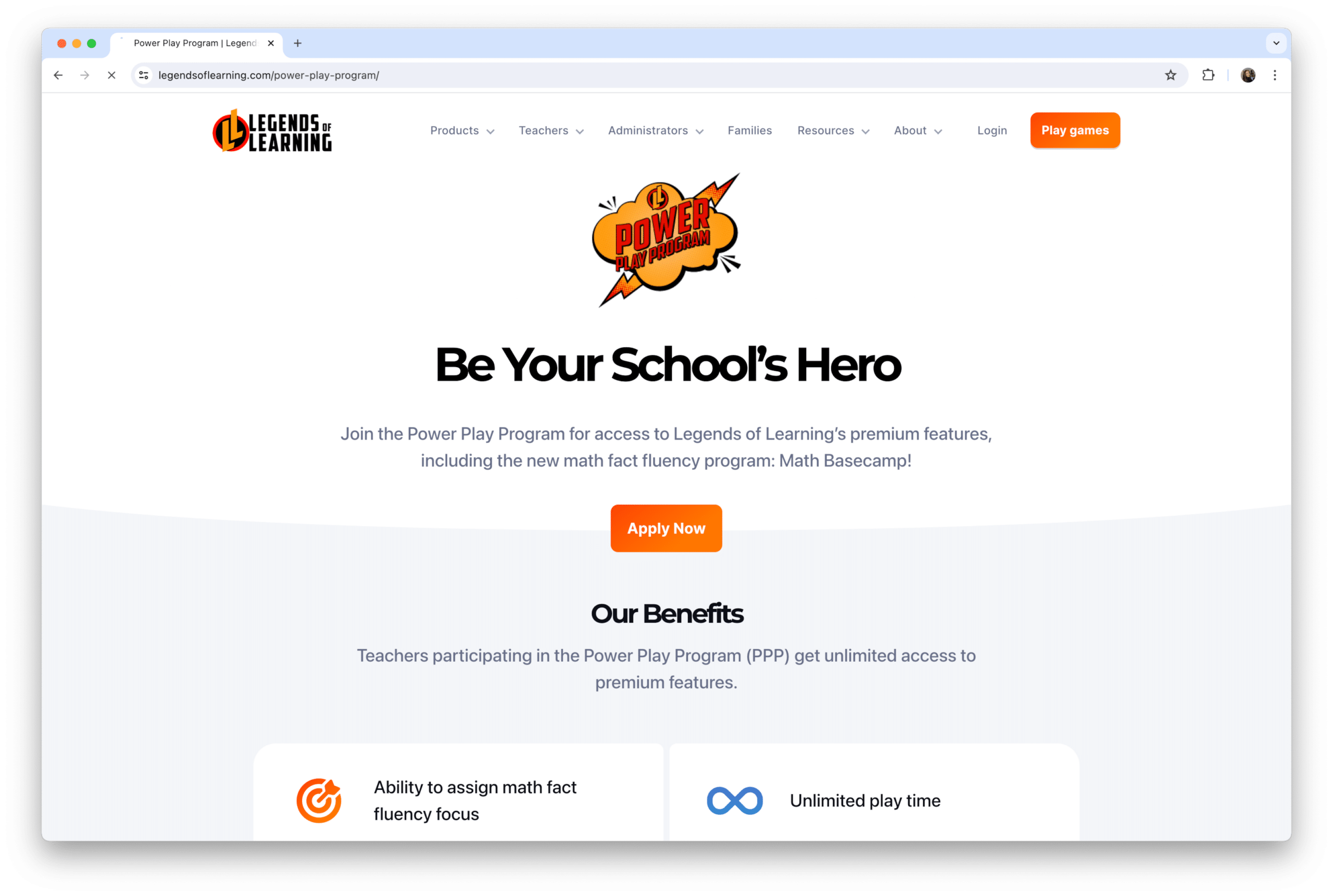 legends of learning be your schools hero application