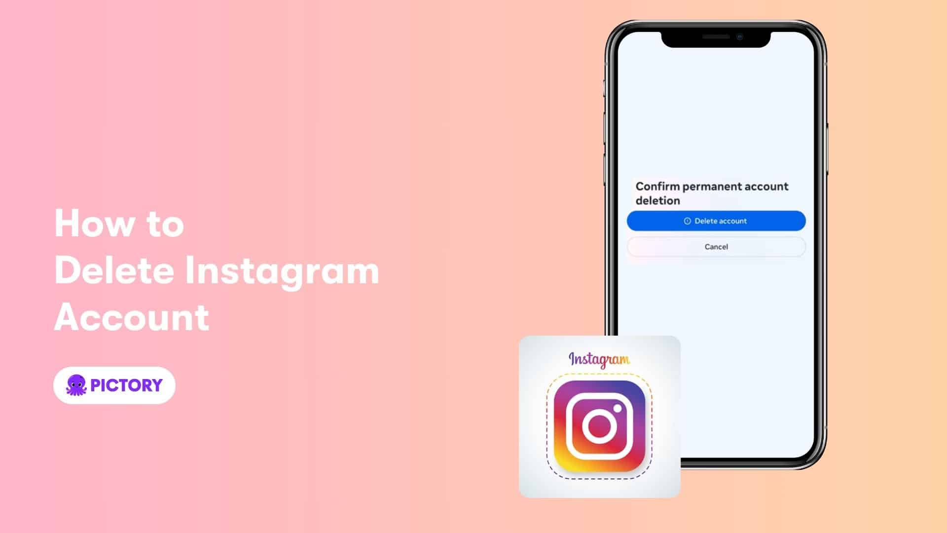 Instagram settings screen showing account deletion option