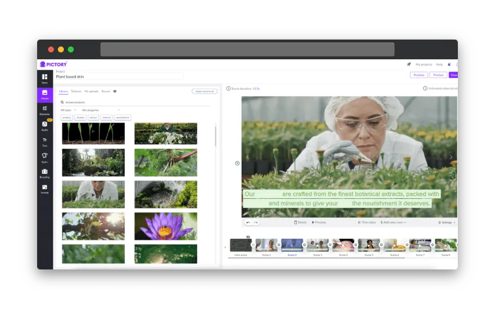 Selecting different visuals in the Visuals tab is easy with our AI powered search