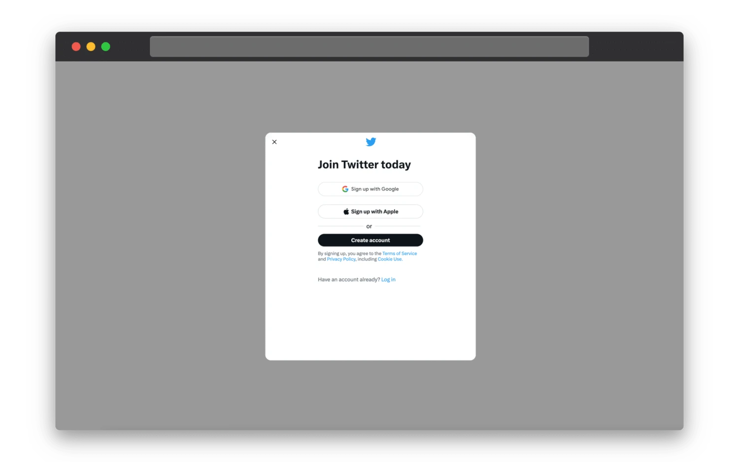 Registering for a New Twitter Account