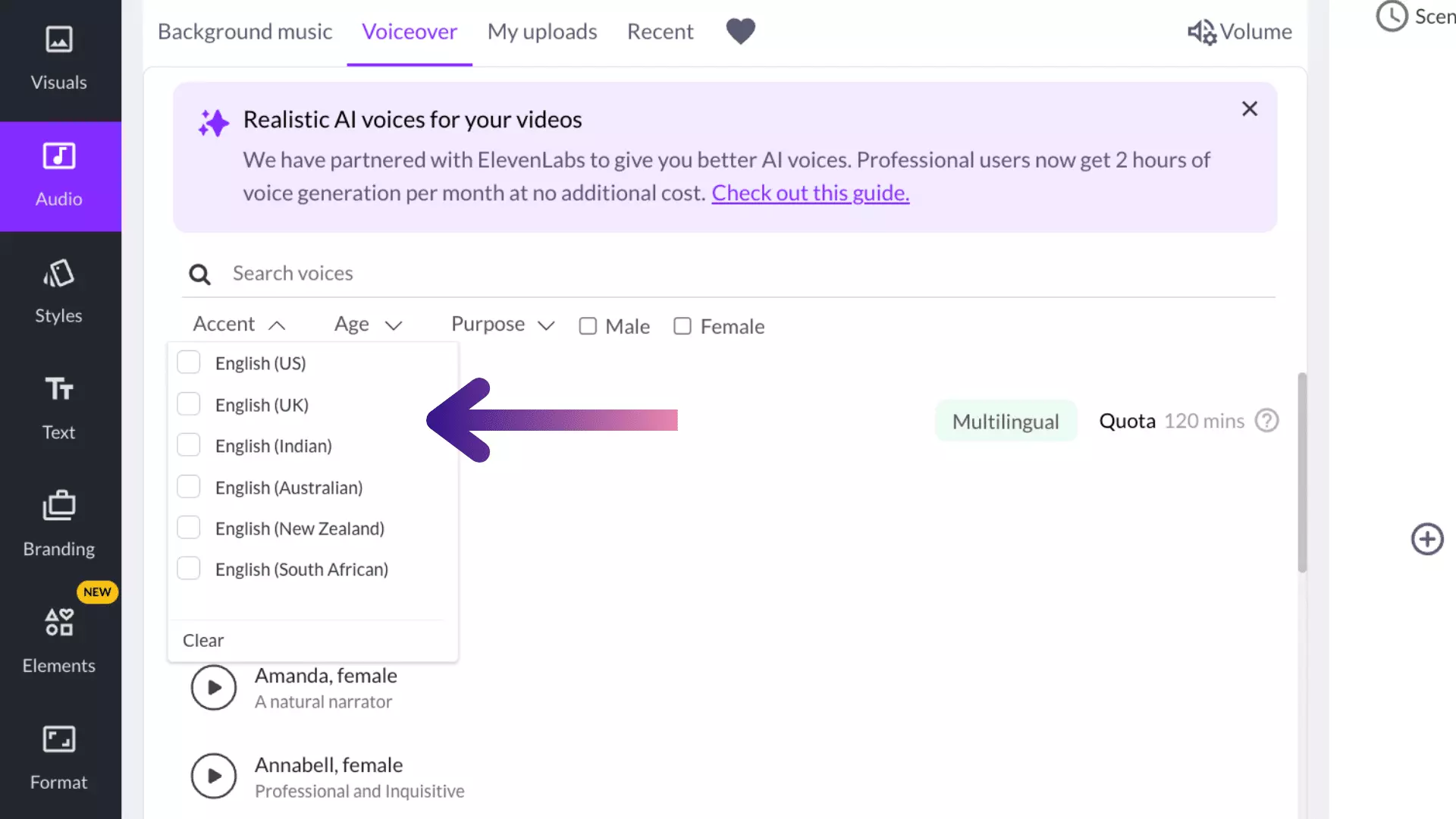 AI Voice Generator, AI Voiceovers, 29 languages, accents
