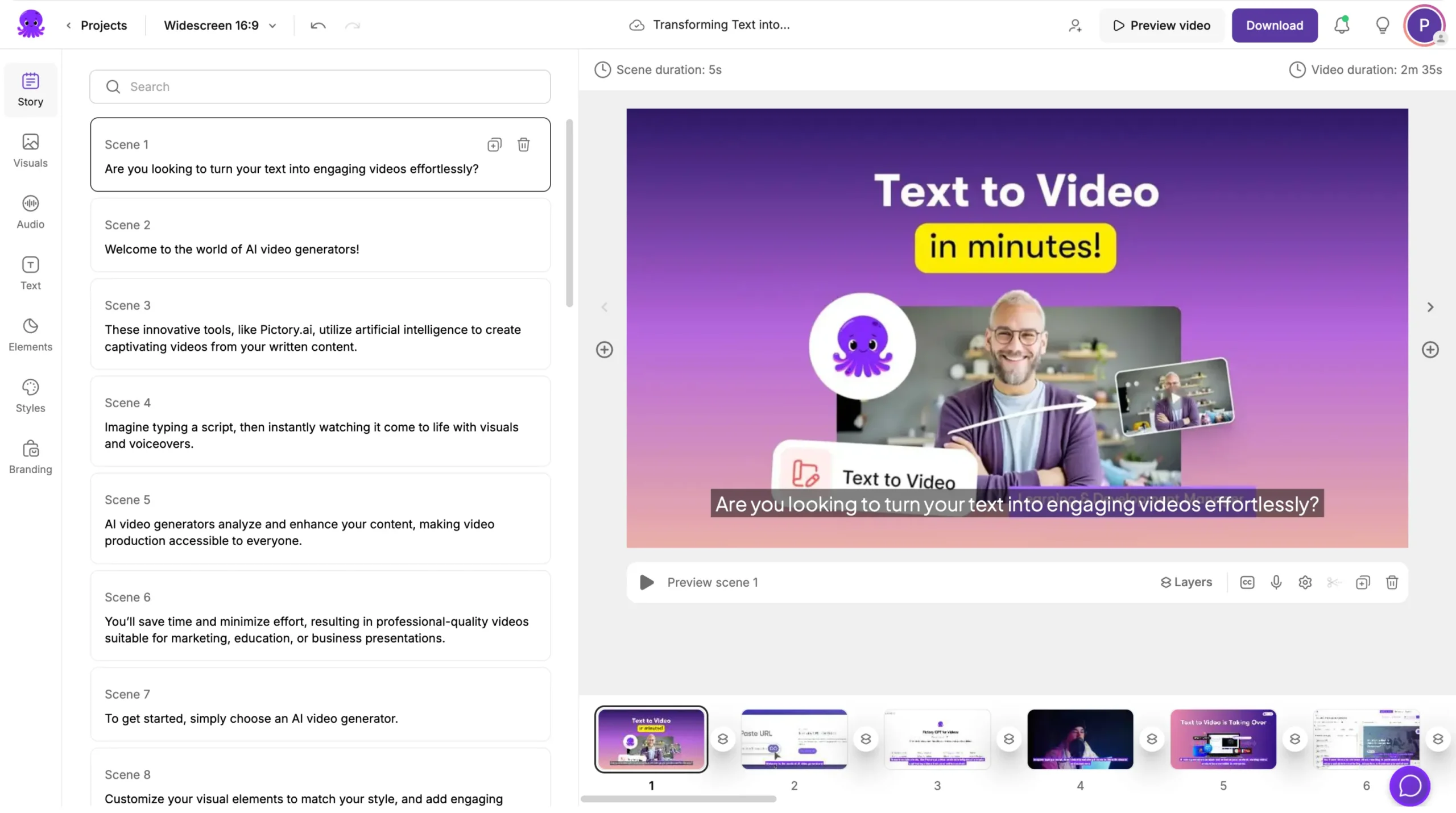 Storyboard video editor