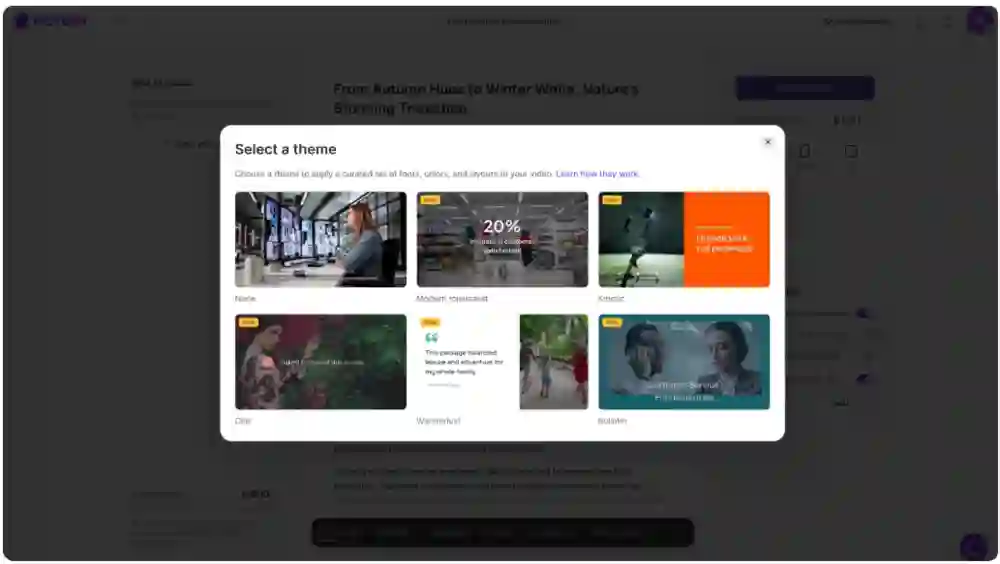 apply a theme - idea to video - pictory