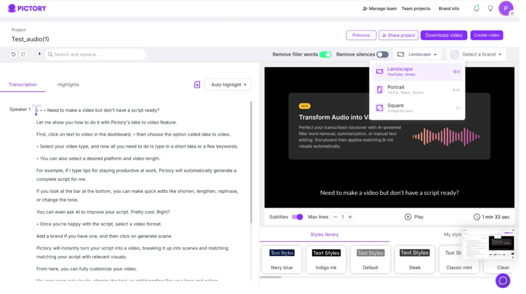 audio to video video format options