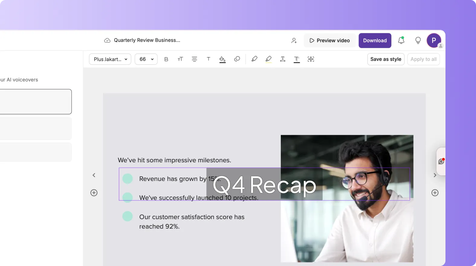 Editing text within a scene