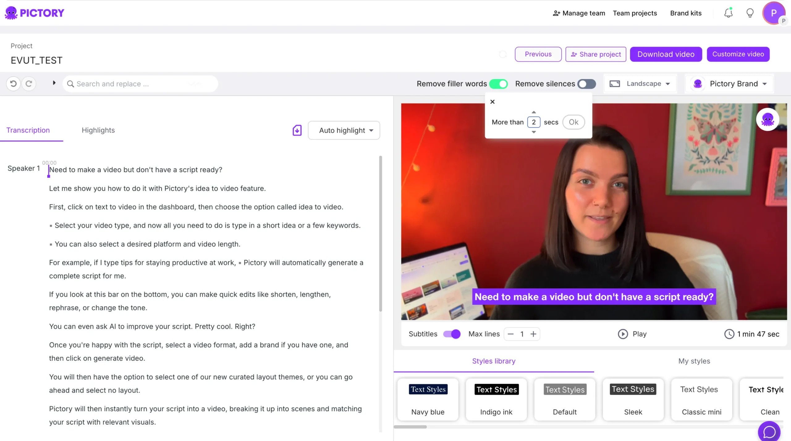 Remove silences and filler words