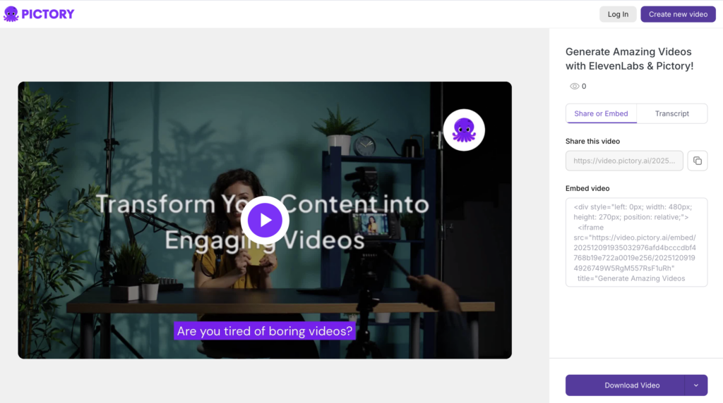 Pictory video hosting