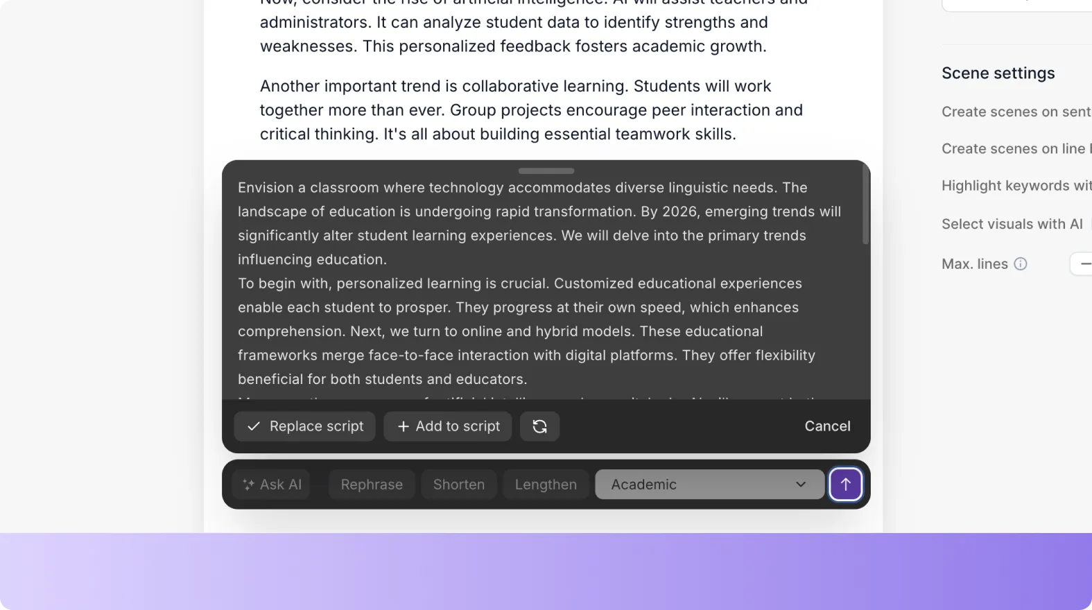 Scriot tone changed, please script