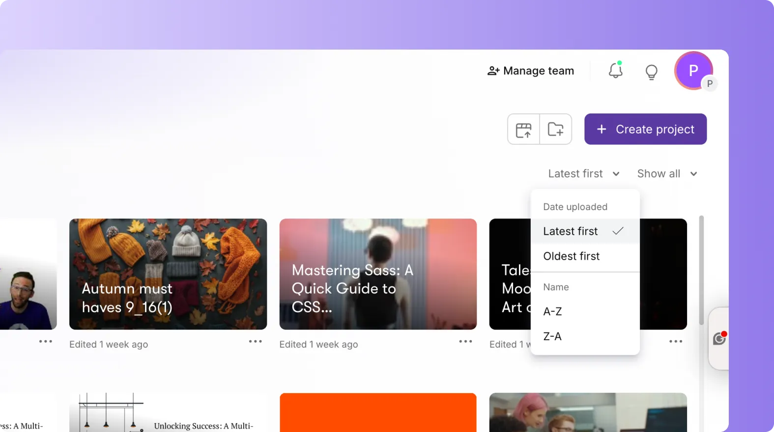 filter pictory projects