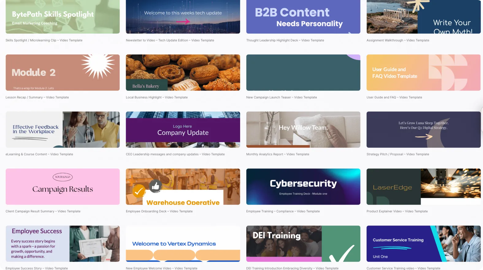 instant template selection
