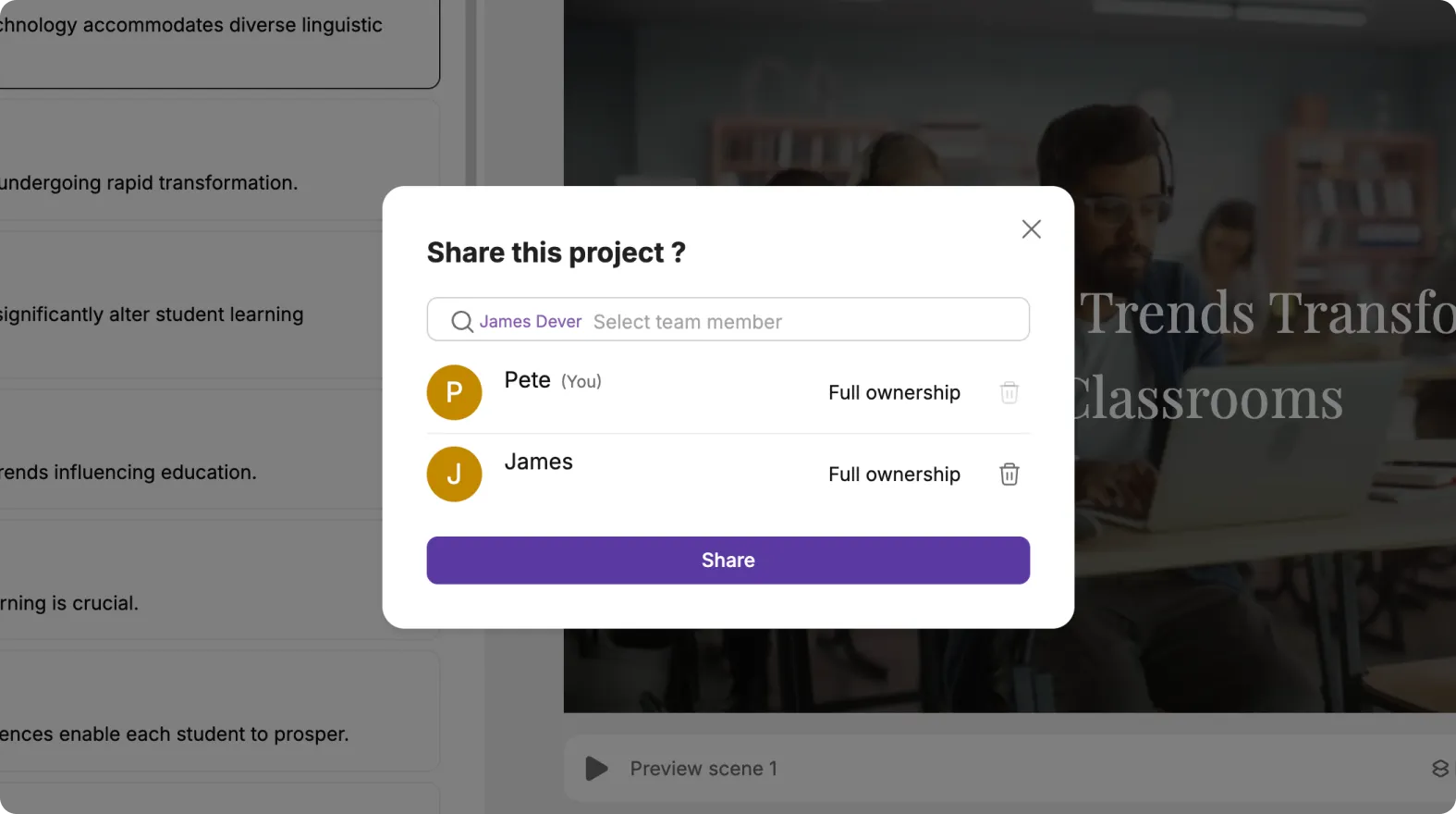 team member ownership
